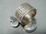 Unique Native American Navajo Old Kingman Turquoise Sterling Silver Kachina Ring-Nativo Arts