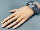 Detailed Leaf Jungle Vintage Native American Navajo Sterling Silver Bracleet-Nativo Arts