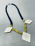 Native American Glorious Vintage Santo Domingo Serpentine Shell Sterling Silver Necklace-Nativo Arts