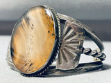 One Of The Best And Most Unique Vintage Native American Navajo Wood Sterling Silver Bracelet-Nativo Arts