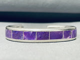 6 Inch Wrist Vintage Zuni Sugilite Sterling Silver Inlay Bracelet-Nativo Arts