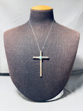 Vintage Native American Zuni Royston Turquoise Sterling Silver Cross Necklace-Nativo Arts