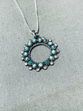 Fabulous Vintage Native American Navajo Blue Gem Turquoise Sterling Silver Wreath Necklace-Nativo Arts