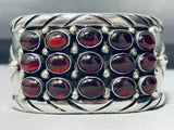 Rob Kelley Noreen Vintage Native American Navajo Garnet Sterling Silver Row Bracelet-Nativo Arts