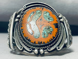 Walnut & Green Turquoise Inlay Vintage Native American Navajo Sterling Silver Bracelet-Nativo Arts