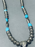 One Of The Finest Native American Navajo Turquoise Sterling Silver Coil Necklace-Nativo Arts