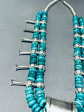 Stunning Navajo/ Sioux Turquoise Sterling Silver Squash Blossom Necklace-Nativo Arts