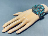 1940's Rare Vintage Native American Navajo Turquoise Sterling Silver Cluster Bracelet-Nativo Arts