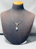 Astonishing Vintage Native American Navajo Blue Gem Turquoise Sterling Silver Necklace-Nativo Arts