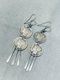 One Of A Kind Vintage Native American Navajo Sterling Silver Mercury Dimes Earrings-Nativo Arts