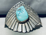 One Of The Coolest Shaped Cuff Vintage Native American Navajo Turquoise Sterling Silver Bracelet-Nativo Arts