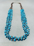 Native American Tremendous Vintage Santo Domingo Blue Diamond Turquoise Sterling Silver Necklace-Nativo Arts