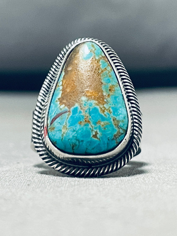Impressive Vintage Native American Navajo Royston Turquoise Signed Sterling Silver Ring-Nativo Arts