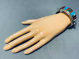 Native American Important Vintage Len Adakai Turquoise Inlay Sterling Silver Bracelet-Nativo Arts