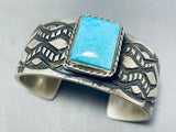 Heavy 92 G, Important Vintage Native American Navajo Turquoise Sterling Silver Bracelet