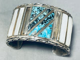 6.5' Wrist Lee Family Vintage Navajo Turquoise Sterling Silver Bracelet-Nativo Arts