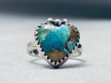 Inlay Heart Turquoise Vintage Southwest Sterling Silver Ring-Nativo Arts