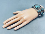 One Of The Best Vintage Native American Navajo #8 Turquoise Sterling Silver Bracelet-Nativo Arts