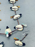 Ducks!! Very Rare Vintage Santo Domingo Turquoise Sterling Silver Necklace Old-Nativo Arts