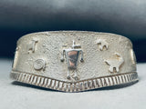 Detailed Petroglyph Vintage Sterling Silver Bracelet