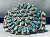 1940's Rare Vintage Native American Navajo Turquoise Sterling Silver Cluster Bracelet-Nativo Arts