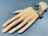 Classic Native American Navajo Spiderweb Turquoise Sterling Silver Bracelet-Nativo Arts