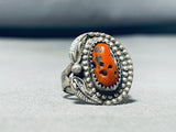 Best Vintage Native American Navajo Coral Sterling Silver Ring-Nativo Arts