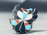 E Zunie Striking Vintage Native American Zuni Sleeping Beauty Turquoise Sterling Silver Ring