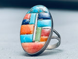 Detailed Vintage Southwest Turquoise Inlay Sterling Silver Ring-Nativo Arts