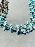 Native American Captivating Vintage Santo Domingo Turquoise Shell Squares 5 Strand Necklace-Nativo Arts