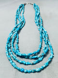 One Of The Best Vintage Native American Navajo Morenci Turquoise Sterling Silver Necklace-Nativo Arts