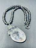 Huge Morenci Turquoise Stone Vintage Native American Navajo Sterling Silver Necklace-Nativo Arts