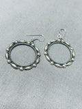 Amazing Vintage Native American Navajo Sterling Silver Beads Hoop Earrings-Nativo Arts