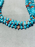 Traditional Vintage Native American Navajo Bluegem Turquoise Sterlingsilver Necklace Earring Set-Nativo Arts