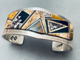 Best 6.5 Inch Wrist Vintage Native American Navajo Tan Agate Inlay Sterling Silver Bracelet-Nativo Arts