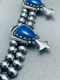 130 Grams Vintage Southwest Lapis Sterling Silver Squash Blossom Necklace-Nativo Arts