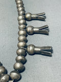 Dropdead Fab Early 1900's Vintage Native American Navajo Sterling Silver Squash Blossom Necklace-Nativo Arts