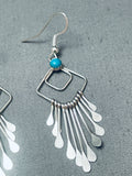 Dangle Chandelier Vintage Navajo Turquoise Sterling Silver Earrings-Nativo Arts
