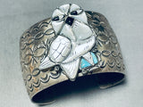Arkie Nelson Owl Vintage Native American Navajo Turquoise Inlay Bracelet Cuff Old Important-Nativo Arts