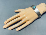 Unique Vintage Native American Navajo Blue Gem Turquoise Sterling Silver Bracelet Signed-Nativo Arts