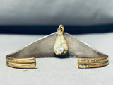 Very Rare Vintage Native American Navajo Gold Opal Sterling Silver Inlay Bracelet-Nativo Arts