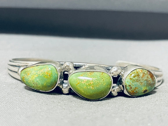 Rare Vintage Laguna Zuni Signed 3 Royston Turquoise Silver Bracelet-Nativo Arts