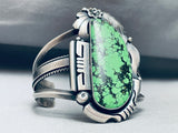One Of The Best Ever Vintage Native American Navajo Green Turquoise Sterling Silver Bracelet-Nativo Arts