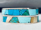 Joe Kayenta 7 Inch Wrist Vintage Native American Navajo Turquoise Inlay Sterling Silver Bracelet-Nativo Arts