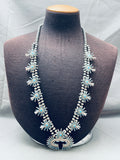Intricate Womens Vintage Zuni Turquoise Sterling Silver Squash Blossom Necklace-Nativo Arts