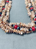 Quality Vintage Native American Navajo Sand Shell Sterling Silver Necklace