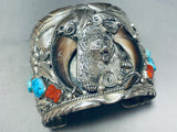 161 Grams!! Power Of Bear Vintage Native American Navajo Turquoise Sterling Silver Bracelet-Nativo Arts