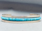 Rare Large Wrist 8 Inch Inches Turquoise Sterling Silver Inlay Bracelet-Nativo Arts