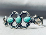 Domed Spiderweb Turquoise Vintage Native American Navajo Sterling Silver Bracelet