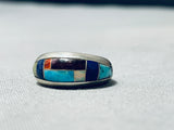 Alex Sanchez Vintage Native American Navajo Royston Morenci Turquoise Lapis Sterling Silver Ring-Nativo Arts